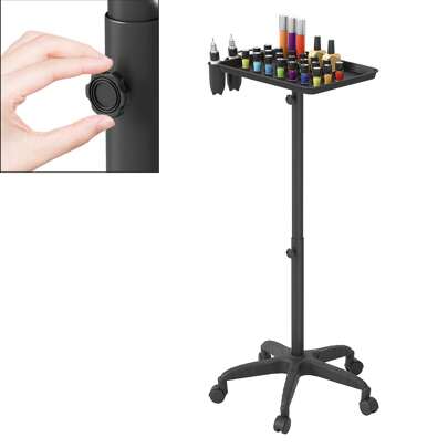  VA-Cerulean Salon Trolley, Height Adjustable 71-105.5 Cm, Hairdressing Trolley With 1 Shelf & 2 Storage Compartments, Trolley With 5 Wheels (2 Lockable) For Beauty Salon, Hairdressing Salon & Tattoo Studio