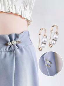 8pcs Faux Pearl Waist Pin Scarf Hijab Clip Shawl Buckle Pin Brooch Sweater Pins Brooches For Women - Pearl Brooch - View 3