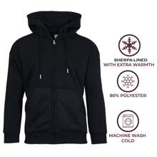 Men's Sherpa Lined Full Zip-Up Hoodie Sweatshirt (S-3XL)