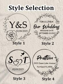 54pcs Custom Wedding Stickers, Personalized Labels - Customizable Text And Dates, Waterproof Stickers, Personalized Clear Labels, Custom Clear Round Stickers, Perfect For Invitations And Favors, Custom Label Stickers. - Style a - View 4