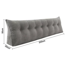 Coussin de Lecture pour lit et canapé, Coussin de Dossier Gris, Coussin Triangulaire, Coussin Lombaire pour Le lit, Gros Coussin de tête de lit, Avec Housse Lavable, 120cm / 140cm / 160cm / 180cm / 200cm