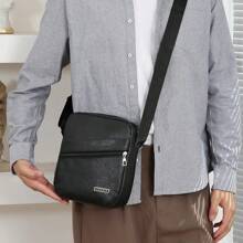 Men's PU Shoulder Bag Messenger Bag Casual Waterproof Nylon Zipper Pocket Handbag Fashion Tote Travel Male Crossbody Bags