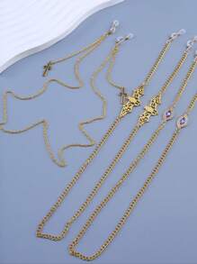 3 件装时尚金属链蝙蝠、、骷髅吊坠眼镜链 - 彩色 - 查看 8