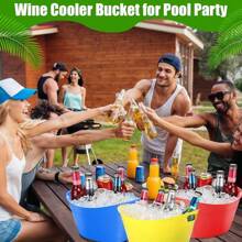 24 Pcs Oval Storage Tub With Handles 4.5L Plastic Ice Bucket, Wine, Beer, Champagne Drink Cooler For Parties, Beverage Storage Basket(Colorful) - Colorful - View 5