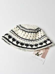 Japanese Style Foldable Breathable Bucket Hat, Handmade Patchwork Design, Summer, Versatile, Round Top, Hollow-Out Decor, Polyester Material - A - View 9