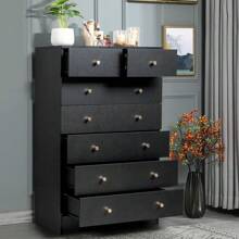 Chest Of 7 Drawers Dresser Wood Tall Storage Cabinet Decor For Bedroom Entryway
