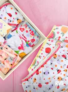 Ravvivare Night Fashion Kit 10 Calcinha Infantil Menina 100% Algodão Confortável Antialérgica Estampada Calçolinha Atacado