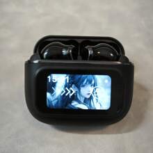 HACFUN Smart Touch Screen ANC Active Noise Cancellation Wireless Earphone TWS Earbuds Stereo Space Audio HIFI Sound Headphone - 黑色 - 查看 1