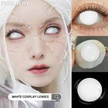 FUNSACHY 1pair Vampire Cosplay Contact Lenses For Eyes Anime Role Playing Contact Lens Cosmetic Colorful Multicolored Eye Pupil Halloween Costume Cosplay - BLINDNESS-wHITE - View 2