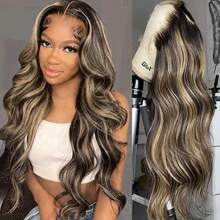 Brennas Blonde Highlight Body Wave Wig 5x5 Glueless Human Hair Bye Bye Knots Wig Pre Plucked Pre Cut 5X5 Lace Closure Wigs For Women Put On And Go Wig 200% Density 1b/27 Colored Body Wave Transparent Wig