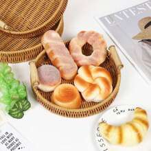 3 Hand-Woven Rattan Bread Baskets Fruit Basket Trays, Kitchen Accessories Tools, Home Decor Storage Baskets, Round Rattan Service Trays With Handles, Suitable For End Table Decorations, Breads, Fruits, Snacks