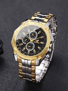 1pc Men's Fashion Quartz Watch With Steel Strap, Classic Numerical Scale Dial, Style (No Watch Box Included) - Multicolor - View 4