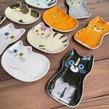 Joivida 1pc Cute Cat Ceramic Decorative Plate Multipurpose Desktop Ornament,Jewelry Trays Tabletop Storage Organizer Seasoning Sauce Plate Coffee Spoon Rest, Whimsical Funny Style, Mother's Day Gift, New Year, Thanksgiving Day, Christmas Gift, Rama Table Decor, Party Use, High-End Cafe Supplies, B&B Decor Plates Kitchen Kitchen Decor Fruit Tray Tray Decor Gifts Birthday Graduation , High-End Cafe Supplies, High-End Restaurants Supplies, Party Use - Multicolor - View 8