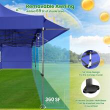 tooluck 10x30 Pop Up Canopy Tent With Awning Heavy Duty Canopy Gazebo Pavilion UPF 50+ All Season Wind Waterproof Commercial Outdoor Street Vendors Party Tents For Parties Canopy With Roller Bag - Màu xanh hải quân - Xem 4
