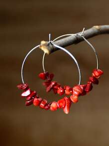 1 Pair Fashionable & Versatile Bohemian Beach Style Natural Stone Earrings, Suitable For Men & Women, Elegant Gift