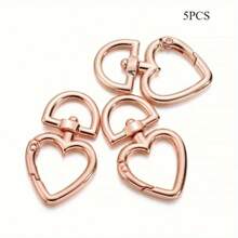 5件装旋转扣心形圆形弹簧开口环钥匙圈 DIY钥匙链 手提包吊坠连接扣配件