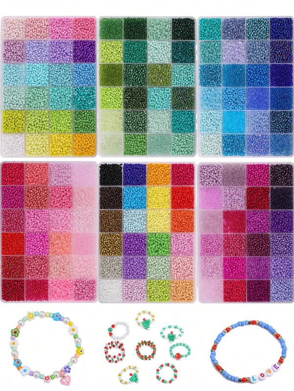 beadia 5 200/36 400 pièces Kit de perles de verre de 3 mm - 24/168 couleurs vives DIY pour la fabrication de bijoux faits main, l'artisanat et les cadeaux - parfait pour les débutants et les artisans expérimentés