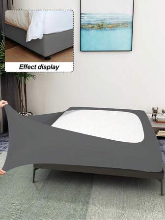 1pc Milk Silk Wrap-Around Bed Skirt, Solid Color Or Printed, 4-Sided Elastic Bed Wrap, Suitable For Bedroom Home Decor