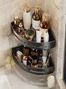 2/3pcs Corner Shower Caddy, PP Material Bathroom Storage Rack, Indoor Shower Shelf, Shampoo Wall Mount Rack, Kitchen Bathroom Storage Box, Triangular Corner Shelf Space Saving - Shampoo, Body Wash And Cosmetics Storage Wall Mounted Rack - Easy Installation, Anti-Slip Design, Bathroom Accessories, Bathroom Supplies, Birthday Decor, New Year Gift, Valentine's Day Gift - Black - View 8
