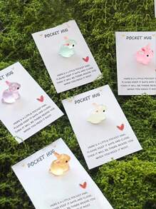 Set de 5 abrazos brillantes en la oscuridad de conejitos de Pascua - Tarjeta inspiradora divertida, Charm de resina de conejito como decoración emotiva para cumpleaños, bodas, fiestas, Pascua, Día de San Valentín, Día de la Madre, Día del Padre