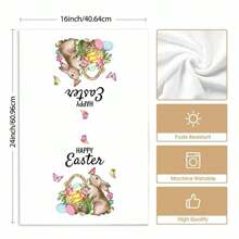 2 件装卡通兔子和花卉复活节彩蛋格子设计厨房洗碗巾套装，现代风格复活节厨房毛巾，高吸水性洗碗布，复活节家居装饰，春季 - 彩色 - 查看 6