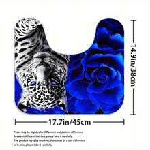 4pcs Blue Flowers And Leopard Shower Curtain Gift Modern Home Bathroom Decoration Curtain And Toilet Floor Mat 3-Piece Set With 12 Shower Curtain Hooks Fall Decor Bathroom Accessories Back To School