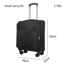 JLY Ultra-Lightweight Softshell Suitcase – Small Carry-On Or Medium Checked Luggage – Smooth Rolling & Spacious Design - Black - View 3