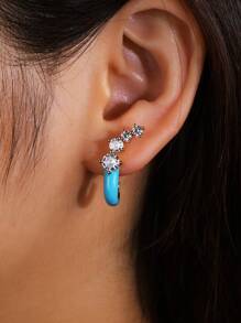 1 对女士时尚多彩滴翼设计优雅耳环，适合日常佩戴、聚会或拍照的独特礼物