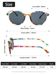 Oval Frame Floral Fashion Fashion Glasses - Casual Style, PC Material, Grey Lenses, Suitable For Outdoor And Party Wear, Eyewear Accessories
