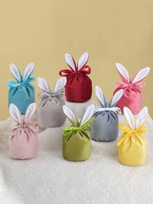 5pcs/Set Holiday Rabbit Gift Bags, Rabbit Ear Plush Drawstring Bags, Rabbit Gift Bags, Rabbit Party Gift Baskets, Party Supplies, Candy Snacks, Jewelry - Multicolor - View 3
