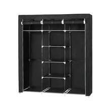 Portable Closet Canvas WardrobeClothes Organiser Storage Shelves Hanging Section - Black - View 8