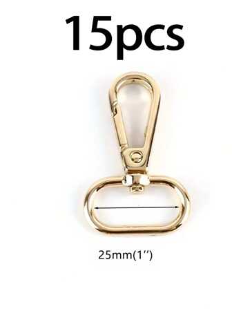 15pcs Gold-Color Accessory Pack, Including Metal Clasp Chain, 360° Rotatable Keychain Lobster Clasp, Oval Ring, Metal Spring Hook, Suitable For DIY Crafts And Wallet Making