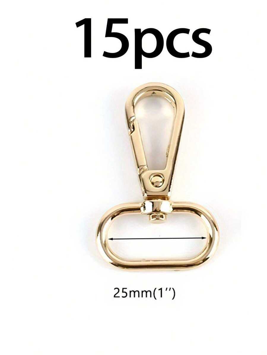 15pcs Gold-Color Accessory Pack, Including Metal Clasp Chain, 360° Rotatable Keychain Lobster Clasp, Oval Ring, Metal Spring Hook, Suitable For DIY Crafts And Wallet Making