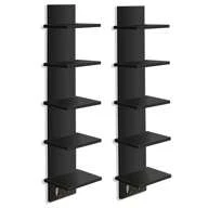 Sorbus 2 Pack 5 Tier Wall Mounted Floating Shelf Unit With Hooks - Home Decor And Storage Organizer