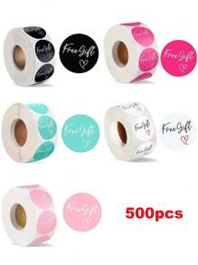 Finego 1/5Rolls (500/2500pcs) Optional 1 Inch Multicolor "Free Gift" Appreciation Stickers, Self-Adhesive Labels For Small Business, Packing, Mailing, Envelopes, And Postcards, Cute And Functional Design For Customer Gifts And Branding - Multicolor - View 7
