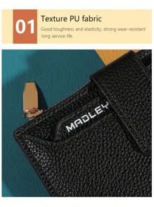 复古纯色短款钱包 便携式双折零钱包 女士信用卡夹钱包 钱包 迷你钱包 小钱包 - 黑色 - 查看 9