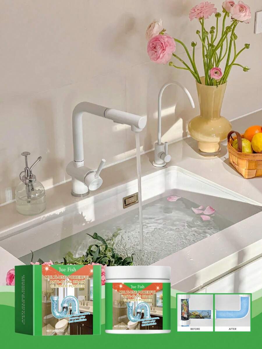 200g Pipe Cleaning Powder, Clears Hair And Grease Clogged Drains