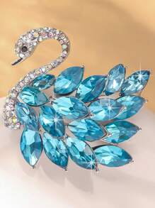 yijiangbeiting 1pc Vintage European Style Swan Crystal Brooch Pins, Unique Design Women Animal Lapel Pin, Versatile Fashion Accessory - Multicolor - View 5