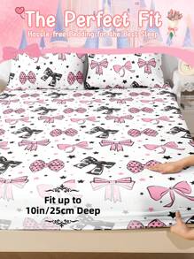 1pc Bed Sheet, Bedding, Fitted Sheet, Mattress Cover, Soft And Comfortable Bedding For Bedroom, Cute Princess Style Mattress Topper, Breathable A Bed Cover, Skin Friendly Mattress Protector, Made Of Soft And Breathable Fabric, Home Decor, All Size Bed, For Twin, Full, King, Queen Size, Fitted Bed Sheet Only, Machine Washable, Ideal Easter Gift, For Independence Day Gift, Perfect Holiday Gift, - Butterfly Star - View 4