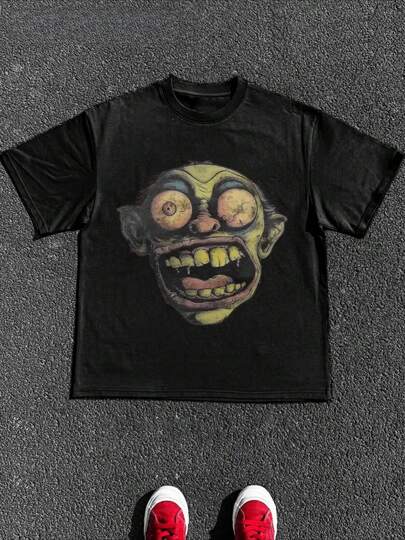 Plus Size 1 Pcs 100% Cotton  T-Shirt  Y2K Harajuku Super Character  For Men Graphic Print  Tops TEE 220g Heavy Cotton T Shirt