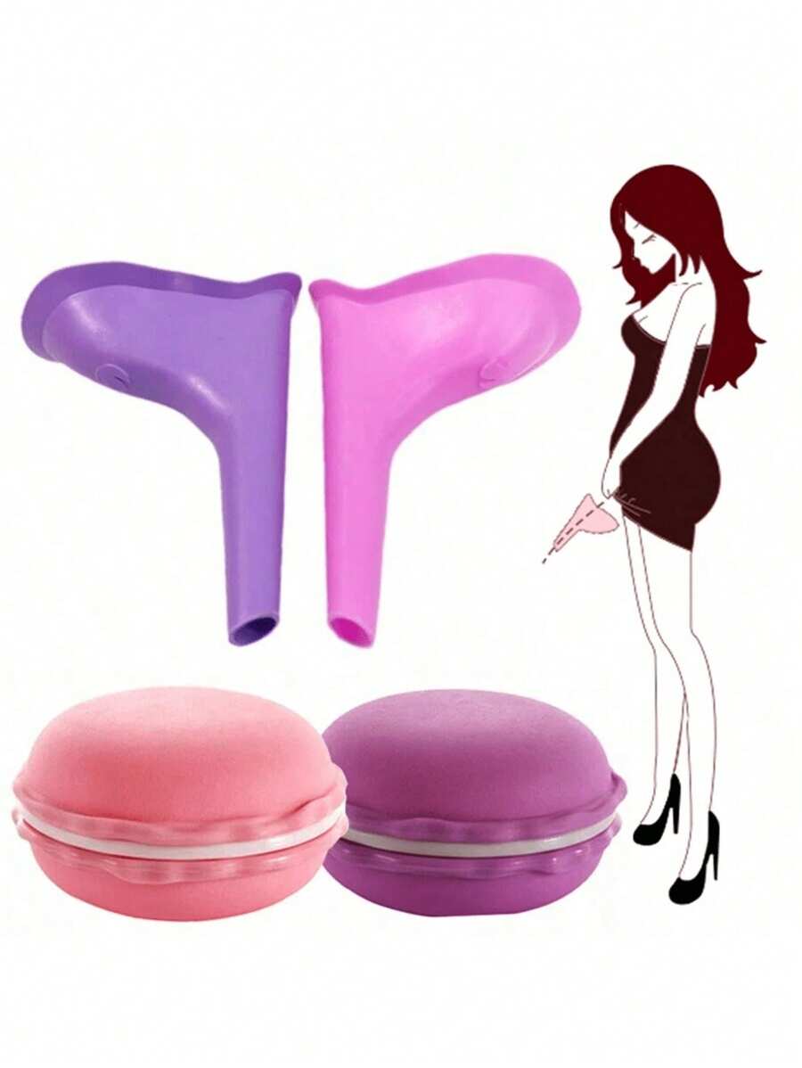 1/2pcs 3/4 Colors Available Female Portable Silicone Urinal Women Stand Up Pee Tools For Outdoor Travel Camping With Storage Box Suitable,Leakproof Silicone Funnel,Travel Essentials - Multicolor - View 1