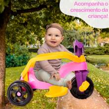 Motoca Vilotrol Triciclo Infantil Kemotoca Pais e Filhos Menino Menina Bebe Empurrador Pedal Proteção Lateral inmtro