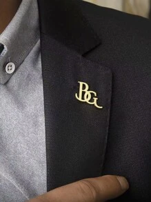 1pc Customized Double Letter Pin, Stainless Steel Initial Pin, Personalized Couple Pin, Men's Suit Lapel Pin, Simple Men's Jewelry.,Durable,Engraved,Stainless,Colorful,Cute,Adorable,Funny,Kawaii,Y2K,Stylish,Unisex,Casual,Custom,Personalized,Unique,Customized,Ideal Gifts For Him,Ideal Gifts For Her,Her,Boyfriend,Girlfriend,Family,Friends,Chic Autumn,Apparel Accessories,Customized Brooch - Multicolor - View 2