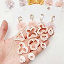 2pcs/10pcs Flower Petal Clay Cutter Molds, Used For Earring Making, 10 Shapes Geometric Flower Clay Cutters For Jewelry Making