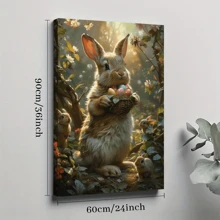 1 lienzo enmarcado para pared, bonito póster con estampado artístico divertido de conejo de Pascua, regalo ideal para dormitorio, sala de estar, pasillo, dormitorio, decoración de pared