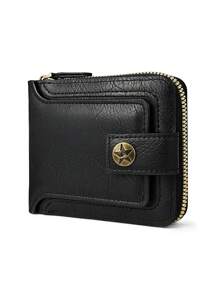 1pc, Men's Wallet, Retro PU Leather Multi Card Zipper Wallet, With 8 Card Slots And Change Pocket, Large Capacity Buckle Credit Card With Zipper, Brown,Large Capacity Multi-Card Slots,Business Casual Style,Birthday Gift,Graduation Gift,Father's Day Gift