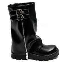 Tall Soft-Handle Bottle With Decorative Zipper And Buckle, Sturdy Recessed Bottom - Black - View 3
