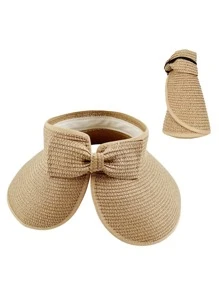 1pc Women's Sun Hat Bucket Hat With Hollow Out Weaved Brim, Suitable For Daily Wear - Multicolor - View 2