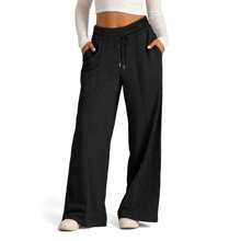 Women's Drawstring Waist Relaxed Fit Casual Sweatpants - Black - View 1