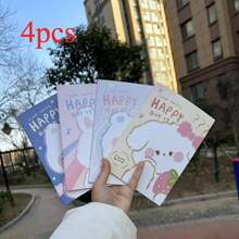 Juego de 4 diarios de la serie de dibujos animados A5, cada uno con 32 hojas/64 páginas, portátil, perfecto para estudiantes, profesionales, regalos de fiesta en el campus, notas de estudiantes de arte